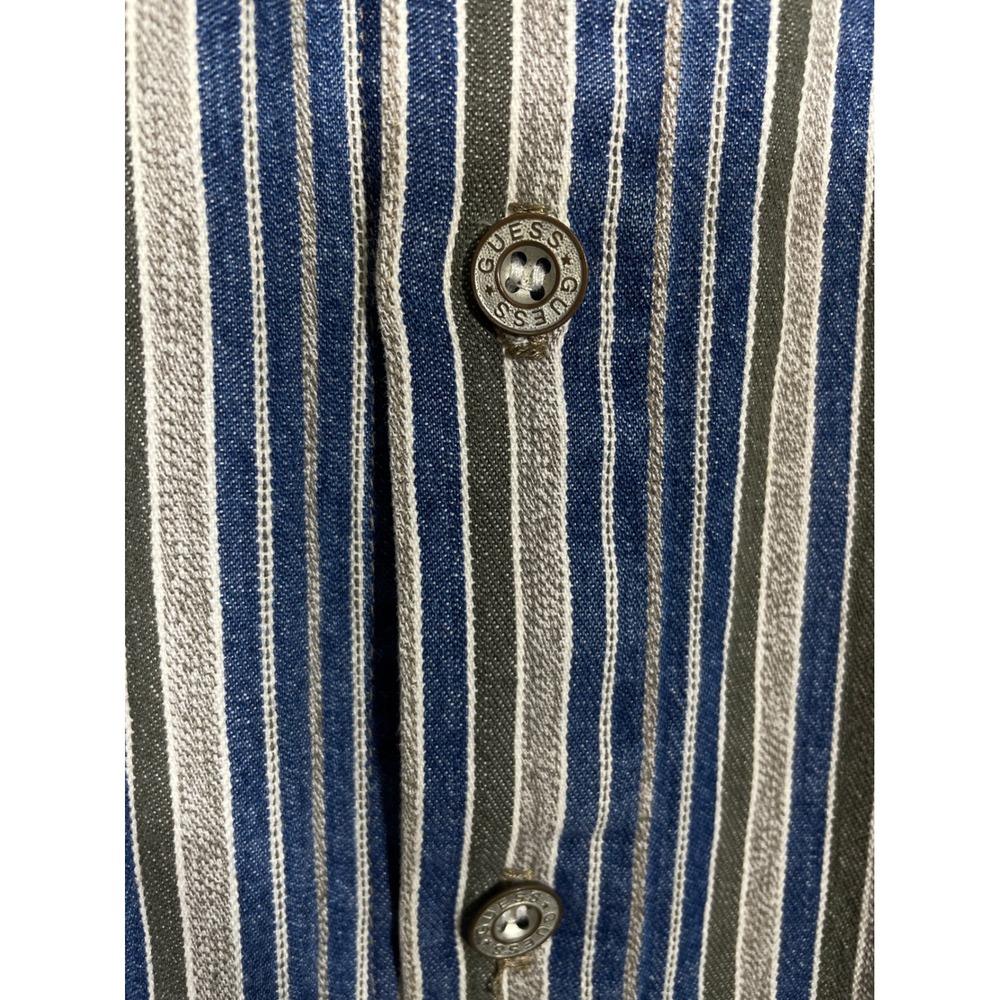 Vintage Guess Jeans USA Men XL Striped Button‎ Up Shirt Long Sleeve Menswear - Picture 2 of 12
